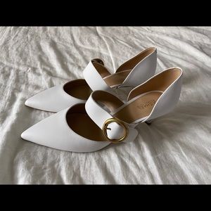 White Michael Kors Buckle Heels